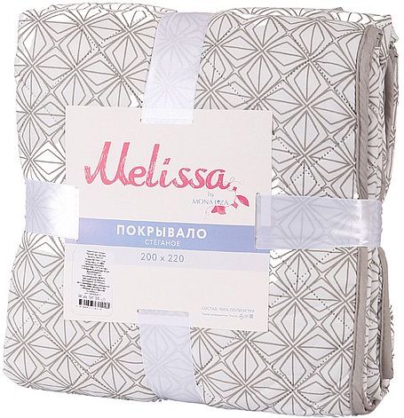 Покрывало Melissa Витраж 200х220 двустороннее стеганное Серо бежевое купить в СОМ