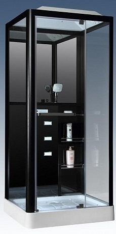 Кабина душевая Loranto CS-126 3А R, 100х90х215 см, черное стекло, правая купить в СОМ