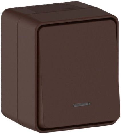 Выключатель AtlasDesign PROFI 54 1кл. ОП коричневый с подсветкой IP54 10AX ATN546013 купить в СОМ