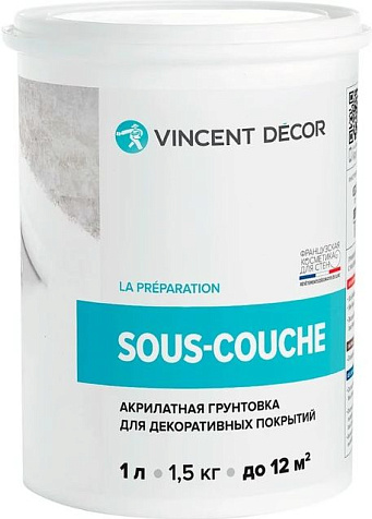 Грунтовка Vincent Decor Sous Couche, для декоративных покрытий, 1 л купить в СОМ