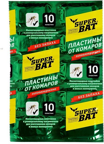 Пластины от комаров SuperBAT 10шт зеленые купить в СОМ