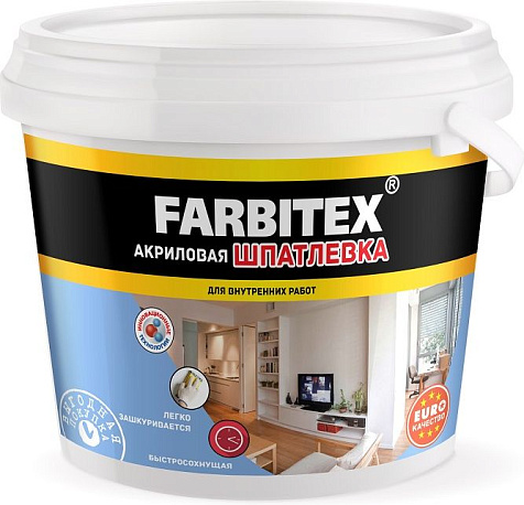 Шпатлевка акриловая для внутренних работ Farbitex, 3.5 кг купить в СОМ