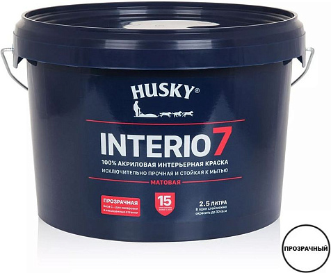 Краска акриловая Husky Interio 7, интерьерная, база С, 2.5 л купить в СОМ