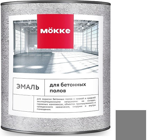 Эмаль акриловая Mokke, для бетонных полов, серый, 2.7 кг купить в СОМ