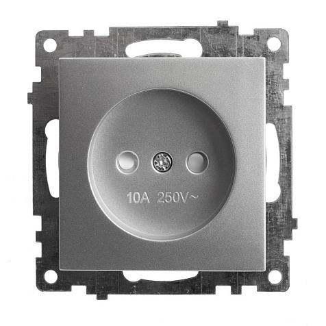 Розетка STEKKER Катрин 1-м.  шторки, 10А, серебро купить в СОМ