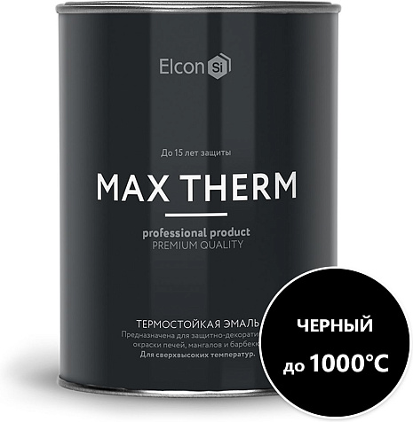 Эмаль термостойкая (1000С) Elcon, черная, 0.8 кг купить в СОМ