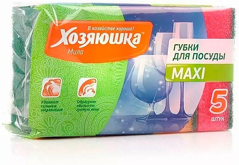 Губка для посуды Хозяюшка Мила Maxi 5шт купить в СОМ