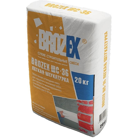 Штукатурка цементная лёгкая Brozex ШС-36, 20 кг купить в СОМ