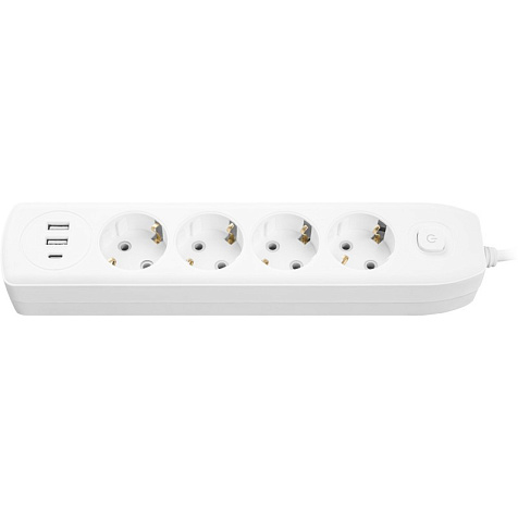 Удлинитель ОНЛАЙТ OPE-USB-04-500-ESC-3x1  4 гн, 2гн USB-A,1гн USB-С, 5 м, выкл СЗ 10А IP20 бел. купить в СОМ