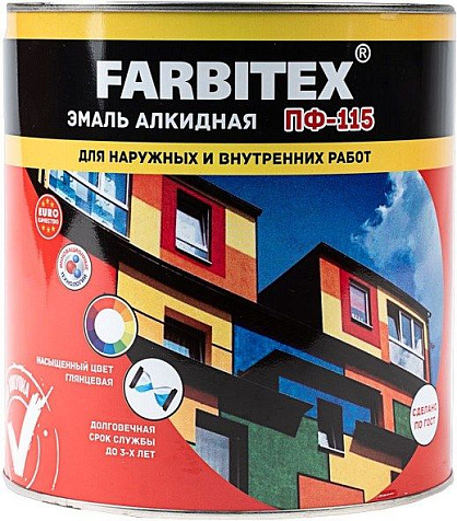 Эмаль ПФ-115 Farbitex, красная, 2.7 кг купить в СОМ