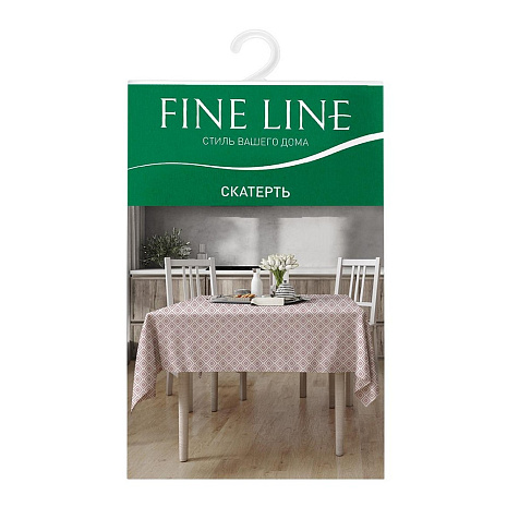 Скатерть Fine Line 145х145 рогожка 62077-3 Ромбы бежево-белые купить в СОМ