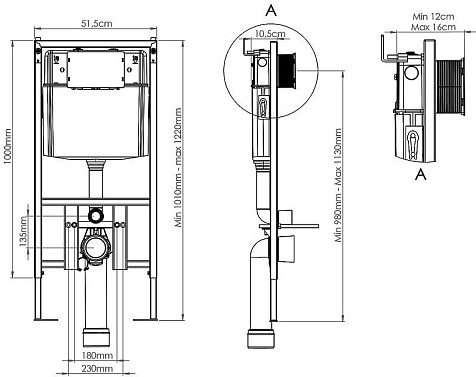 Инсталляция Loranto Prestige 4551, унитаз Azario Teramo AZ-0052-UQ3, торнадо, сиденье микролифт, без кнопки купить в СОМ