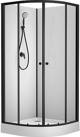Кабина душевая Loranto CS-21800-100, 100 х100 х205, черный профиль, прозрачное стекло купить в СОМ