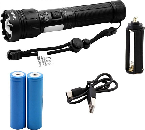 Фонарь ручной Camelion E14102 акк.18650+запасн, 10W, 800lm, до 500м, 7500K, 7реж. USB-Type-C магнит купить в СОМ