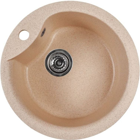 Мойка каменная Mixline ML-GMS101 Стандарт, d480 х190 мм, врезная, бежевый купить в СОМ