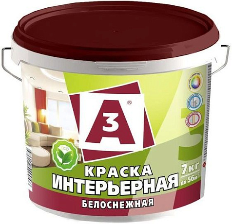 Краска акриловая А3, интерьерная, белоснежная, 7 кг купить в СОМ
