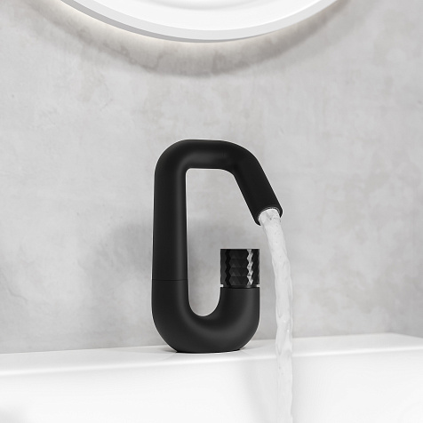 Смеситель для раковины Iddis Twist TWIBLBTi01, латунь, черный матовый купить в СОМ