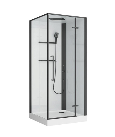 Кабина душевая BelBagno UNO-CAB-A-1-90-C-NERO-Bi-TOP-R, 90 х90 х212 мм, черный профиль, правая купить в СОМ