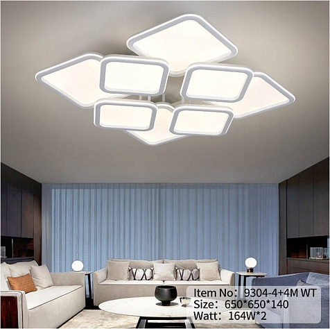 Светильник  LINVEL MS 1212/8 Аланис 328W Белый 3000-6500К AC220-230V 17056Lm 650х650х140 димм с ПДУ купить в СОМ