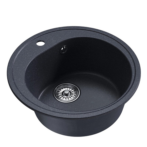 Мойка каменная Mixline ML-GM11, d500 х180 мм, врезная, антрацит купить в СОМ