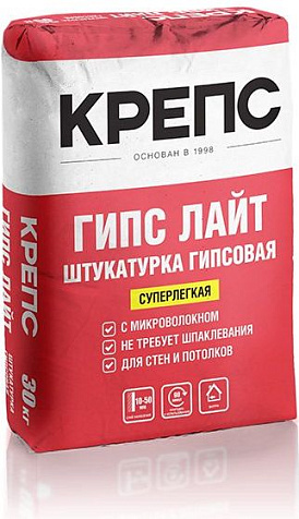 Штукатурка гипсовая Крепс гипс лайт, 30 кг купить в СОМ