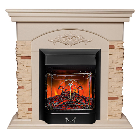 Камин электрический RealFlame Majestic Lux/Neapolis, камень бежевый, шпон белый купить в СОМ