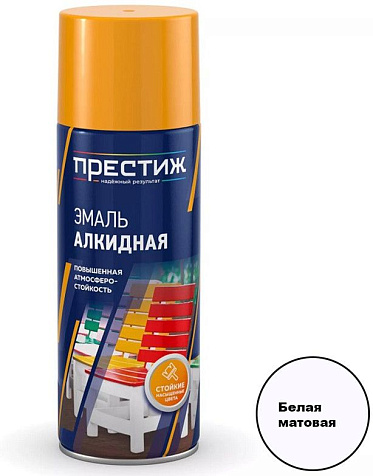 Эмаль аэрозольная Престиж, алкидная, белая матовая, 520 мл купить в СОМ