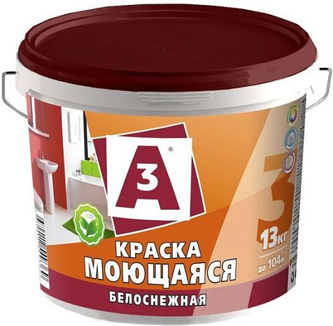 Краска акриловая А3, моющаяся, белоснежная, 13 кг купить в СОМ