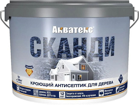 Антисептик кроющий Акватекс Сканди, слоновая кость, 9 л купить в СОМ