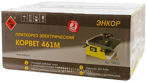Плиткорез электрический ЭНКОР Корвет-461М, 450Вт, диск 180х22.2мм, стол 360х330мм купить в СОМ