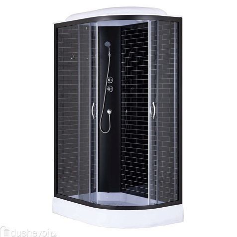 Кабина душевая Loranto CS-66120-13L GB, 120 х80 х215 см, поддон низкий, черный кирпичный узор купить в СОМ