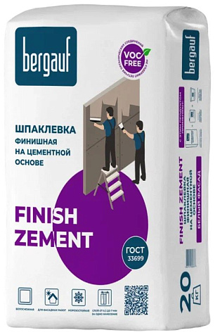 Шпатлевка цементная Bergauf Finish Zement, влагостойкая, 20 кг купить в СОМ