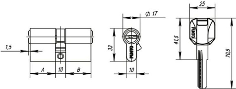 Цилиндровый механизм  Punto  MaxPro7002Knob60mm(25+10+25) GR графит 7key с вертушкой купить в СОМ