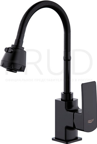 Смеситель для мойки Frud R44152, черный, гибкий излив купить в СОМ