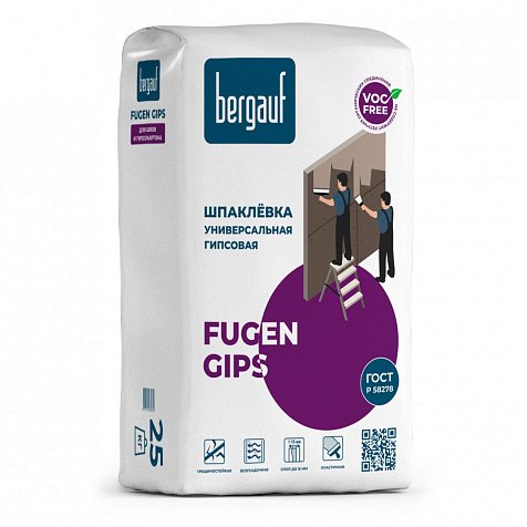 Шпатлевка гипсовая Bergauf Fugen Gips, универсальная, 25 кг купить в СОМ