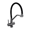 Смеситель для мойки Avrora Kitchen AV9006GM, латунь, графит, с выходом для питьевой воды купить в СОМ