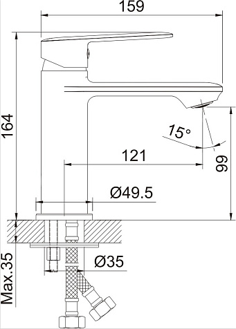 Смеситель для раковины Avrora Slim AV5010, латунь, хром купить в СОМ
