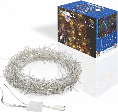 Гирлянда светодиодная Neon-Night Твинкл Лайт 15м 120LED тепл. бел. 6.9Вт IP20 провод прозрачный купить в СОМ