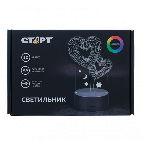 Светильник-ночник СТАРТ 3D Сердце купить в СОМ