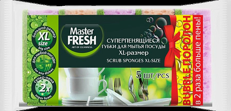 Губка Master FRESH XL bubble-поролон для посуды 5шт купить в СОМ