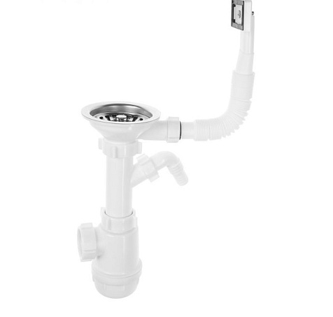 Сифон для мойки АНИ Грот А1045S, 3 1/2", с квадратным переливом  и отводом купить в СОМ