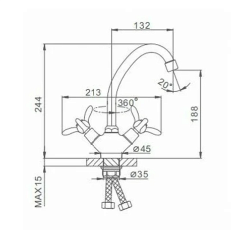 Смеситель для мойки Frap 4112, двухвентильный купить в СОМ
