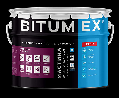 Мастика битумно-резиновая Bitumex, 10 кг, ГОСТ купить в СОМ