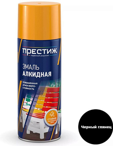 Эмаль аэрозольная Престиж, алкидная, черная глянцевая, 520 мл купить в СОМ