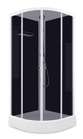Кабина душевая Domani-Spa Light 99, 90х90х218 см, черные стенки, тонированные, высокий поддон, эл. купить в СОМ