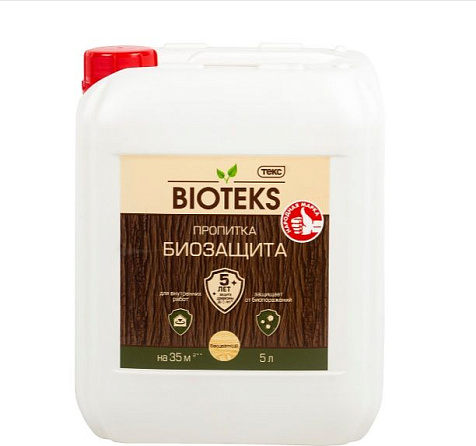 Пропитка для дерева Bioteks Биозащита, бесцветный, 5 л купить в СОМ