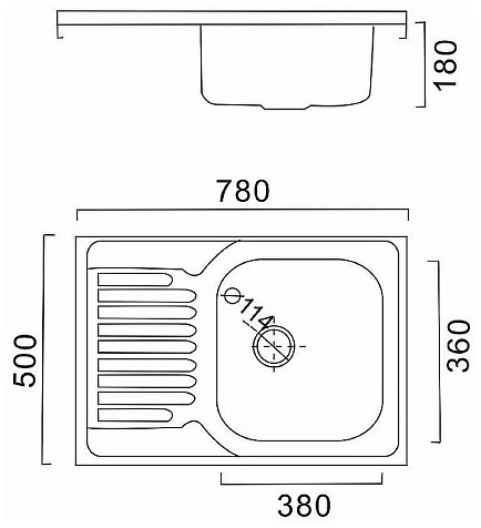Мойка нержавеющая врезная Haiba HB5078 500х780х180 мм,толщина 0.8 мм купить в СОМ