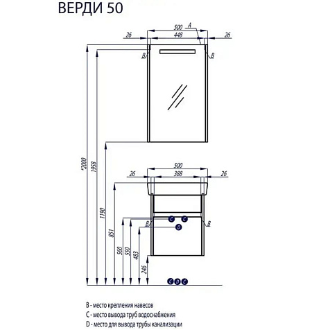 Зеркало-шкаф Акватон Верди-50 Белый/Ясень купить в СОМ