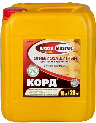 Состав огнебиозащитный Woodmaster Корд, для древесины, 10 кг купить в СОМ