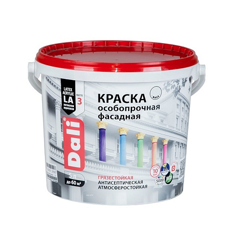 Краска латексно-акриловая Dali, фасадная особопрочная, база С, 5 л купить в СОМ